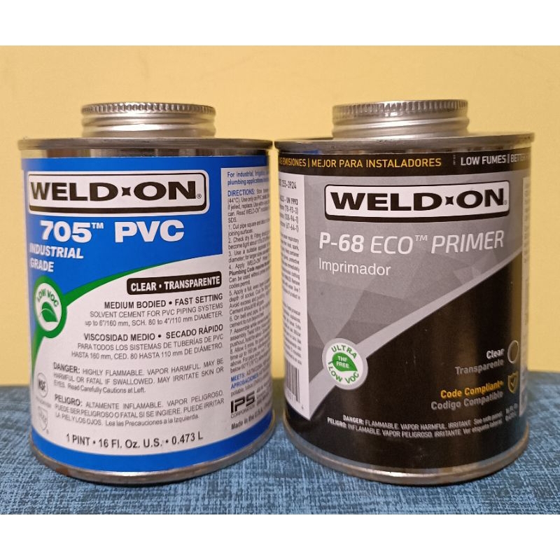 美國 WELD-ON 705 PVC管膠水+預黏膠水(清潔劑)2瓶ㄧ組