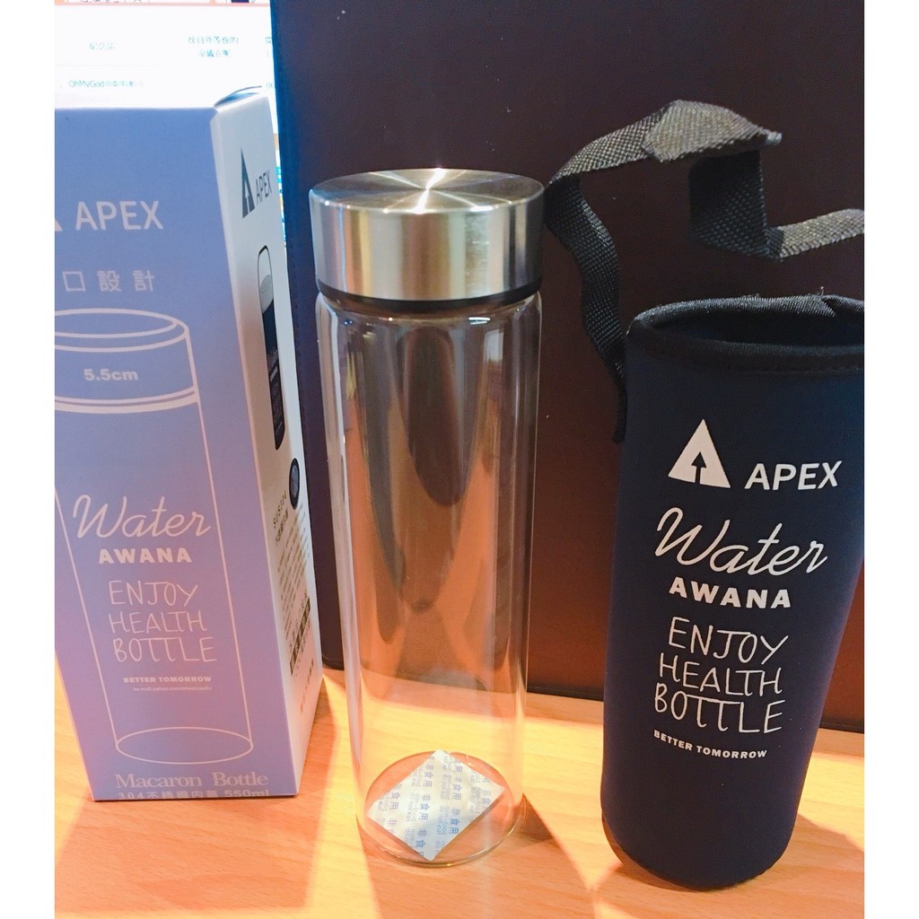 股東會紀念品 APEX AWANA 附提袋 寬口耐熱玻璃瓶 550ml 玻璃瓶
