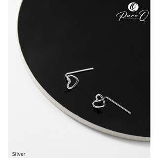 PureQ-S925純銀 小巧 愛心中空簡約款耳環 耳釘 耳飾