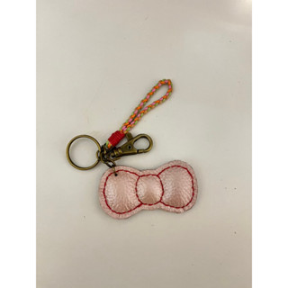 💕💕☆Y.C.☆Shop 手工牛皮 鑰匙圈 吊飾 字母 客製化設計 撞色（乾燥玫瑰粉+珍珠粉）蝴蝶結🎀