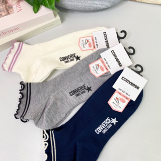 [現貨🇯🇵🔜] CONVERSE 甜美 捲邊 造型 足球襪 中筒襪 襪子 日本進口 混棉 短襪 休閒 穿搭