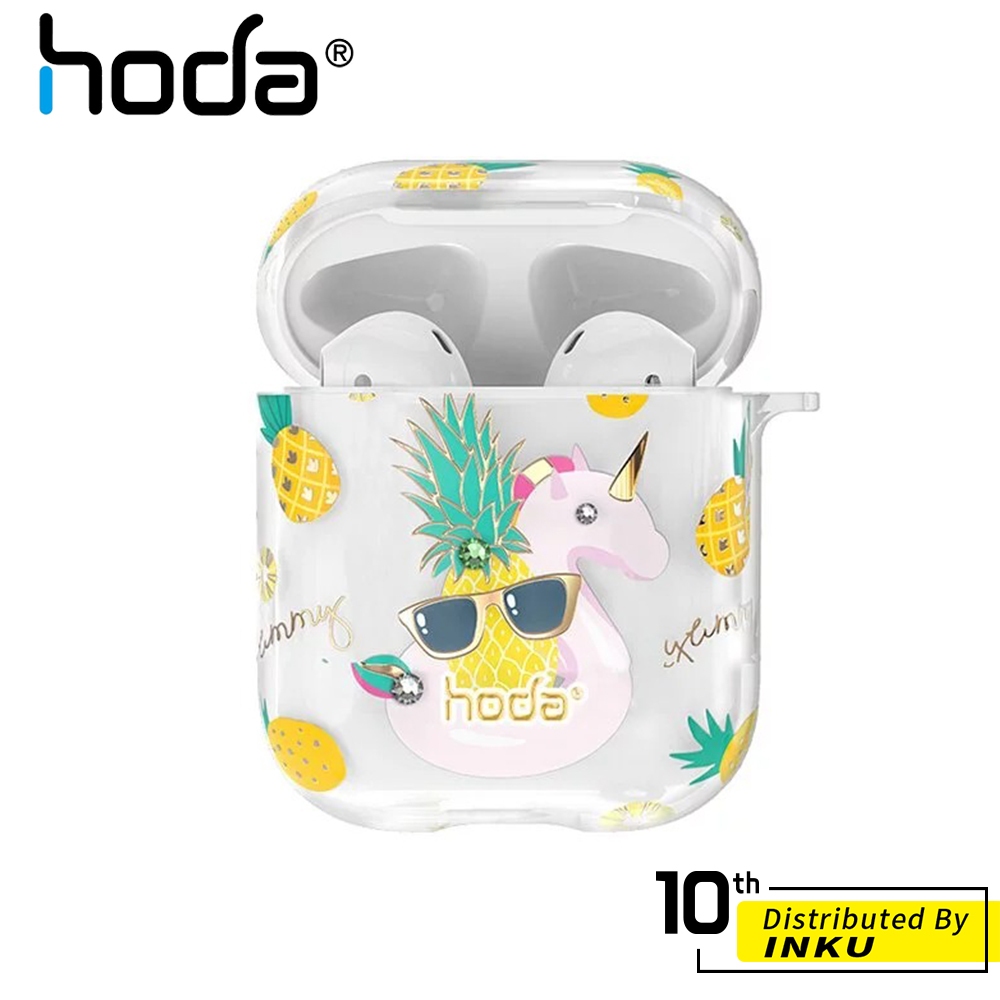 hoda AirPods 1/2專用 果園系列保護殼 藍牙 耳機 透明 輕薄 保護套 PC材質 附掛勾 便攜