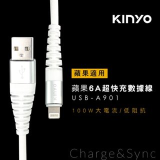 【原廠公司貨】KINYO 耐嘉 USB-A901 Apple蘋果 6A超快充電傳輸線 1.2m /條