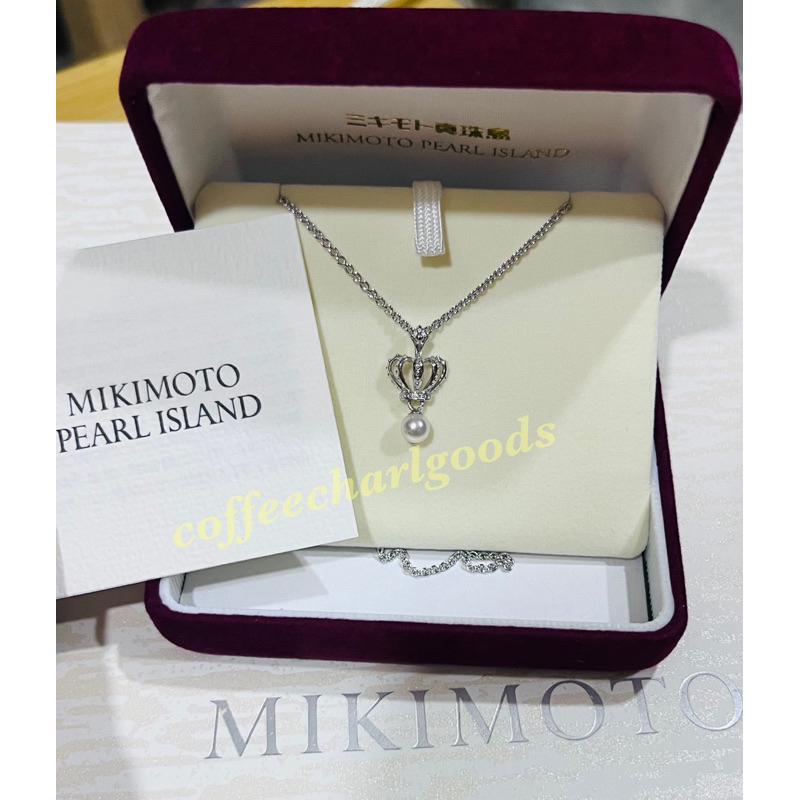 日本正品MIKIMOTO珍珠島限定 皇冠珍珠項鍊 Akoya珍珠 純銀項鍊