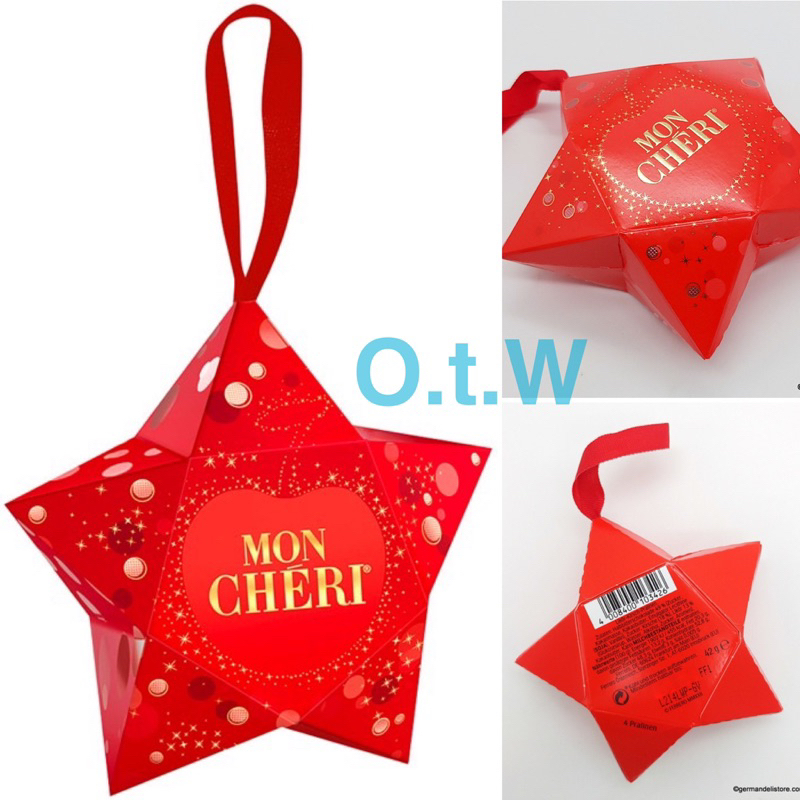 【O.t.W】冬季限定！Ferrero Mon Cheri 夢雪莉酒釀櫻桃巧克力 星星掛飾版 心型禮盒版 一般塑盒版