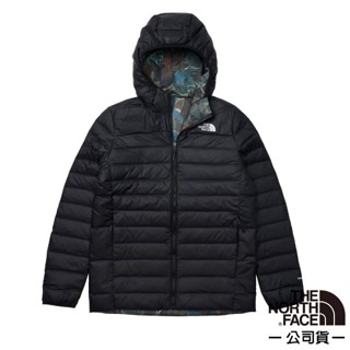 【The North Face】男 款防潑水保暖兩面穿連帽羽絨外套/登山健行羽絨衣 禦寒雪衣_黑色_83OM