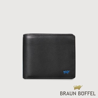 【BRAUN BUFFEL 德國小金牛】台灣總代理 法蘭特 8卡中間翻零錢袋短夾-黑色/BF520-318-BK