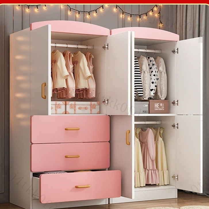 【工廠直發】【工廠直發】兒童衣櫃傢用臥室女孩粉色寶寶收納櫃簡易嬰兒櫃子小衣櫥掛衣櫃。