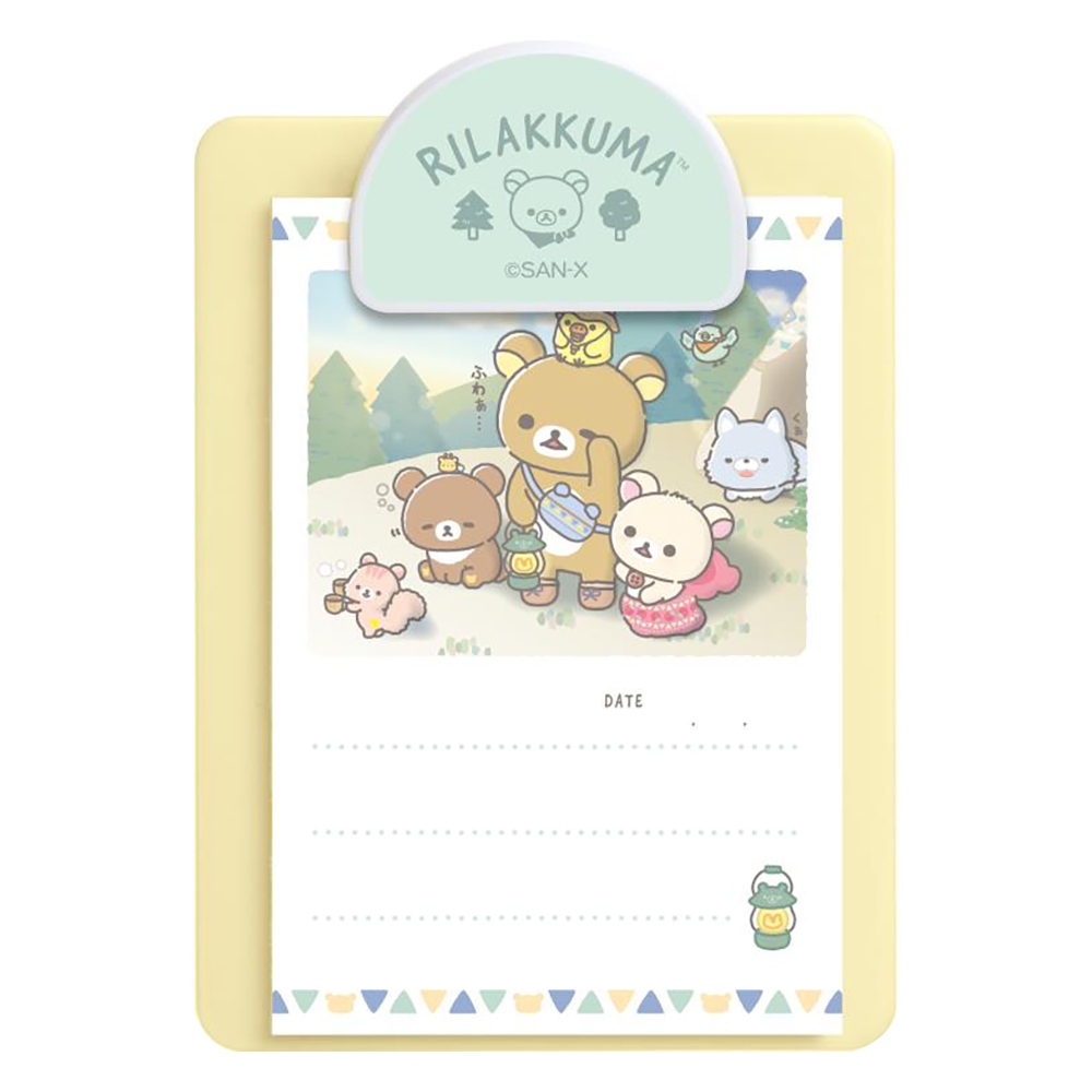 San-X 拉拉熊 懶懶熊 露營系列 便條紙&迷你板夾組 冒險 一起露營吧 XS83466