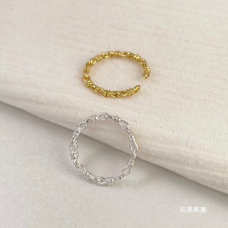 玩美飾集｜現貨，S925全純銀 繩結🪢編織百搭純銀開口戒指/雙色 飾品 銀戒 VR0140/VR0141
