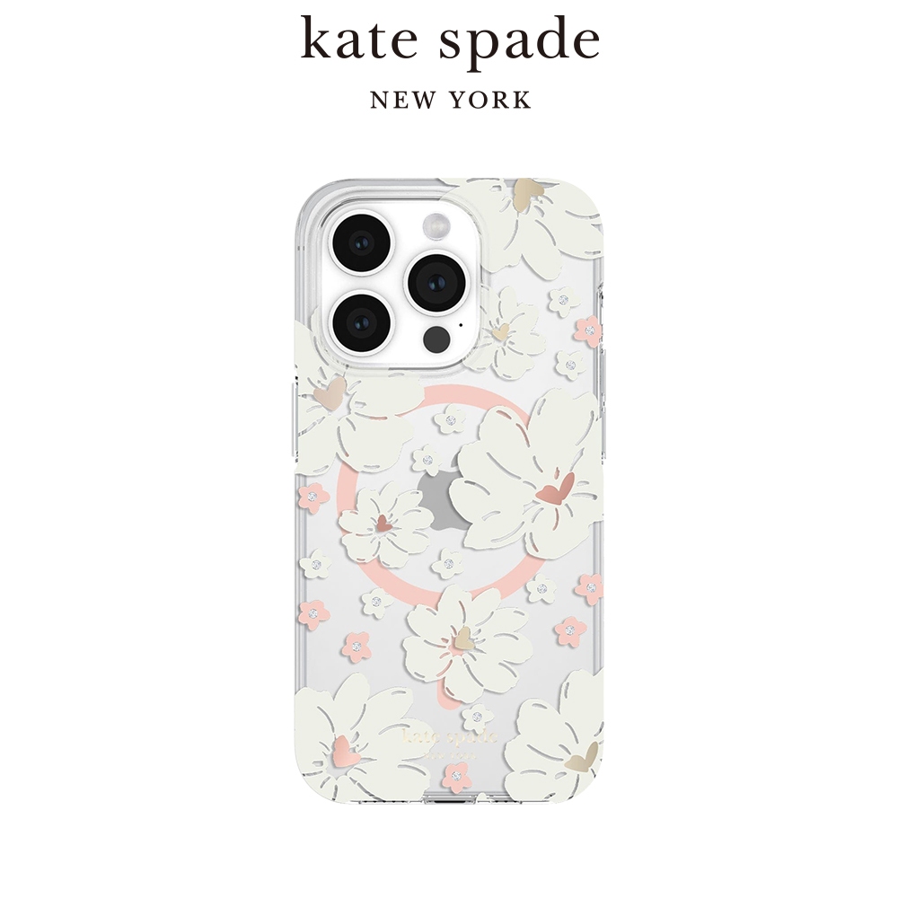 【kate spade】iPhone 15/16e系列 MagSafe 精品手機殼 純白牡丹