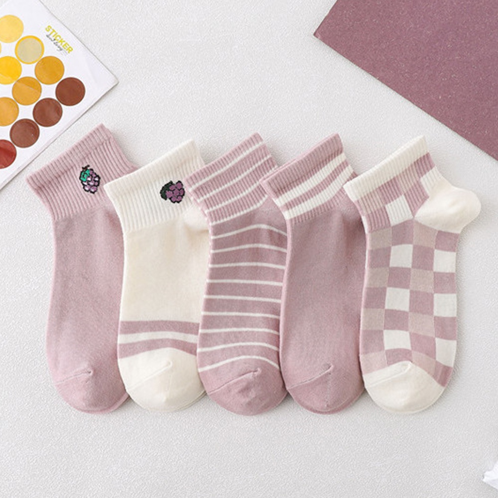 【Wonderland】小葡萄日系棉質短襪(5雙)