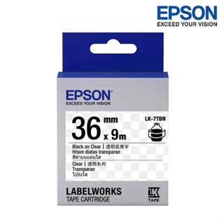 EPSON LK-7TBN 透明底黑字 標籤帶 透明系列 (寬度36mm) 標籤貼紙 S657404