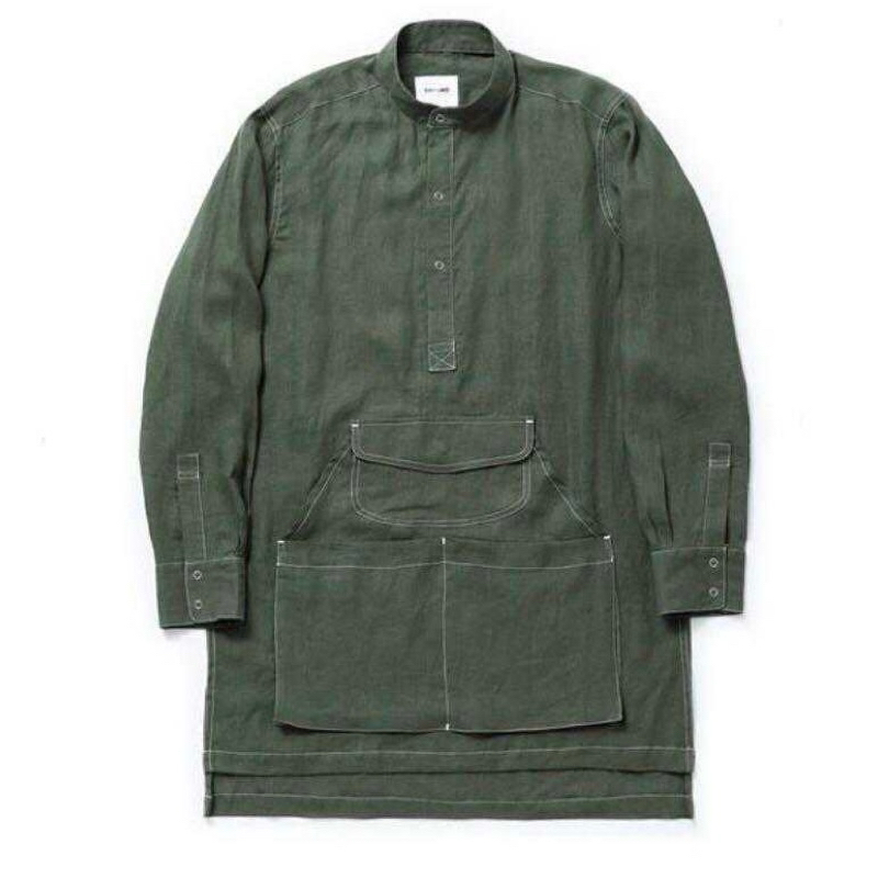 Syndro #WORKMAN APRON SHIRT #軍綠L號 工作長版口袋襯衫