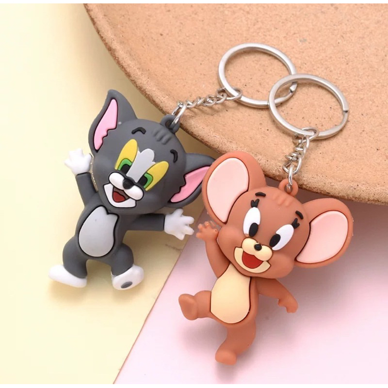 湯姆貓與傑利鼠造型鑰匙圈 貓與老鼠吊飾 可愛小掛件