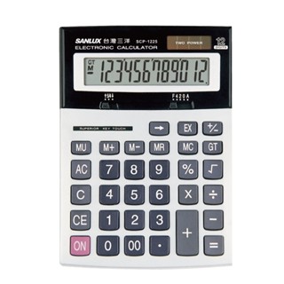 【通訊達人】SCP-1225 臺灣三洋 SANLUX 計算機12位元桌上型計算機 電子計算機 大字鍵 雙電源