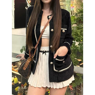 🎀U.ME小舖🎀 預購款 臺北出貨🚚 小香風仿水貂毛針織外套（影片我實拍🖤
