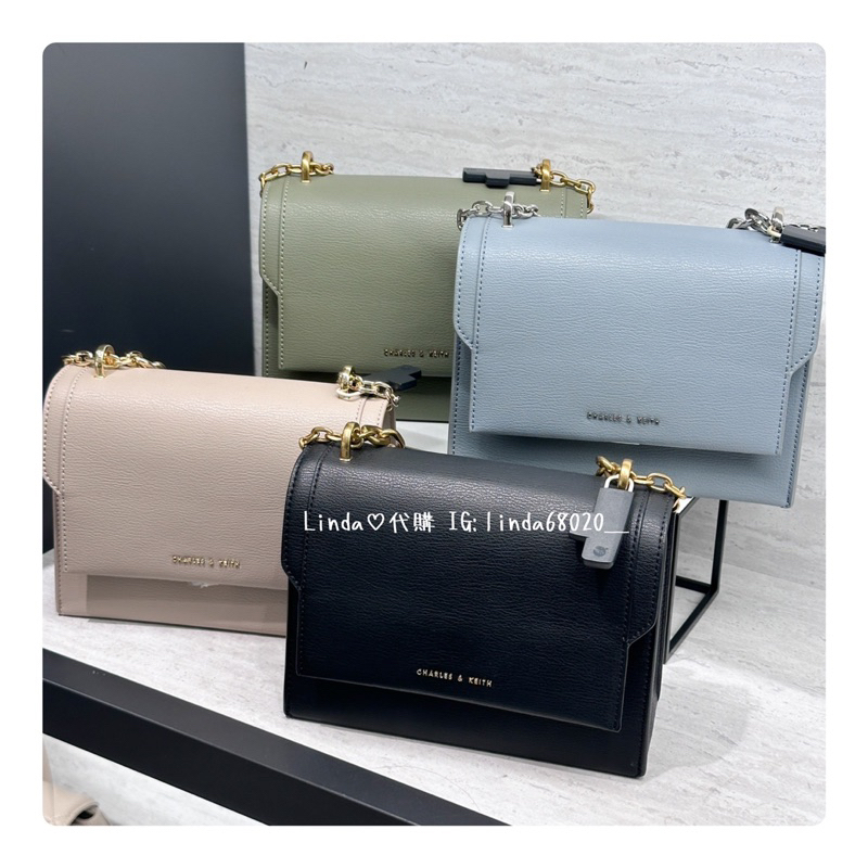 Linda❤️代購 小CK  Charles &amp; Keith 鍊條掀蓋 斜背包 皮包 CK2-80701150-2