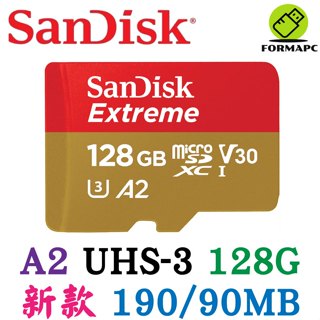 SanDisk Extreme MicroSDXC 128G 128GB A2 U3 TF 190MB 小卡 高速記憶卡