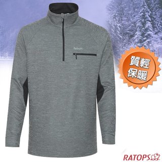 【瑞多仕 RATOPS】男 款麻花磨毛長袖保暖POLO衫 Thermolite 排汗衣 T恤 金屬灰/黑色 DB6050