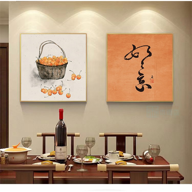 【千尋】書法畫 柿柿如意字畫裝飾畫 新中式禪意背景 掛畫 春華秋實 書房字畫 日式餐廳 壁畫