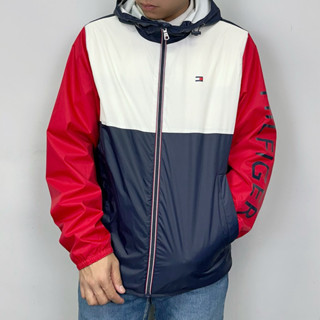 【New START精品服飾-員林】現貨 Tommy Hilfiger 經典撞色 薄款 防潑水 風衣 防風外套 連帽外套