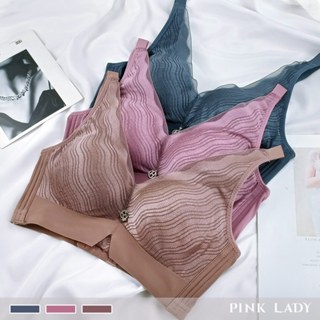 Pink lady BC罩杯 靛空波紋 無鋼圈內衣 唯美蕾絲 微厚襯內衣透氣側背片 集中包覆內衣 成套內衣 6377