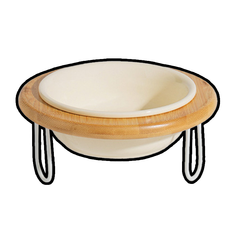竹圈架寵物碗 單碗 寵物碗 陶瓷碗 玻璃碗 保護頸椎 寵物碗 - 艾爾發寵物 Alphapetstw