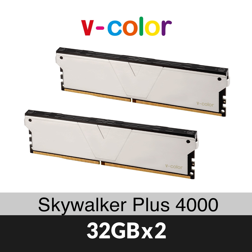 v-color全何 Skywalker Plus 系列 DDR4 4000 64G(32GX2) 桌上型超頻記憶體(銀)