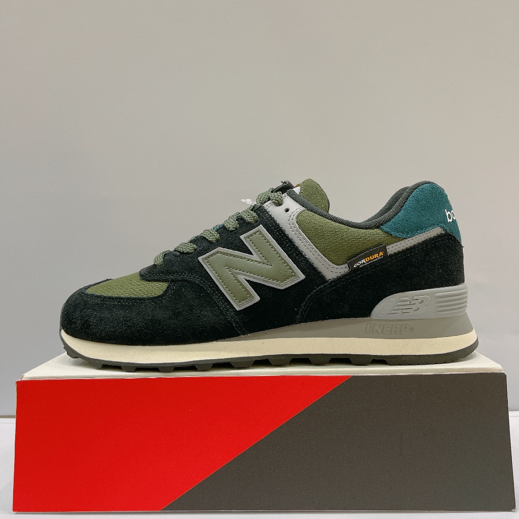 New Balance 574 男生 黑綠色 麂皮 復古 D楦 抗撕裂材質 運動 休閒鞋 U574KBG