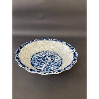 有發票/東昇瓷器餐具=藍牡丹10吋護邊湯碗
