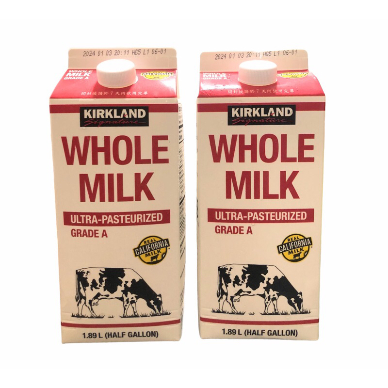 Kirkland 科克蘭 全脂 鮮奶 牛奶 1.89 L /入（冷藏@面交）（分購1入/ 2入組）效期～2/7 好市多