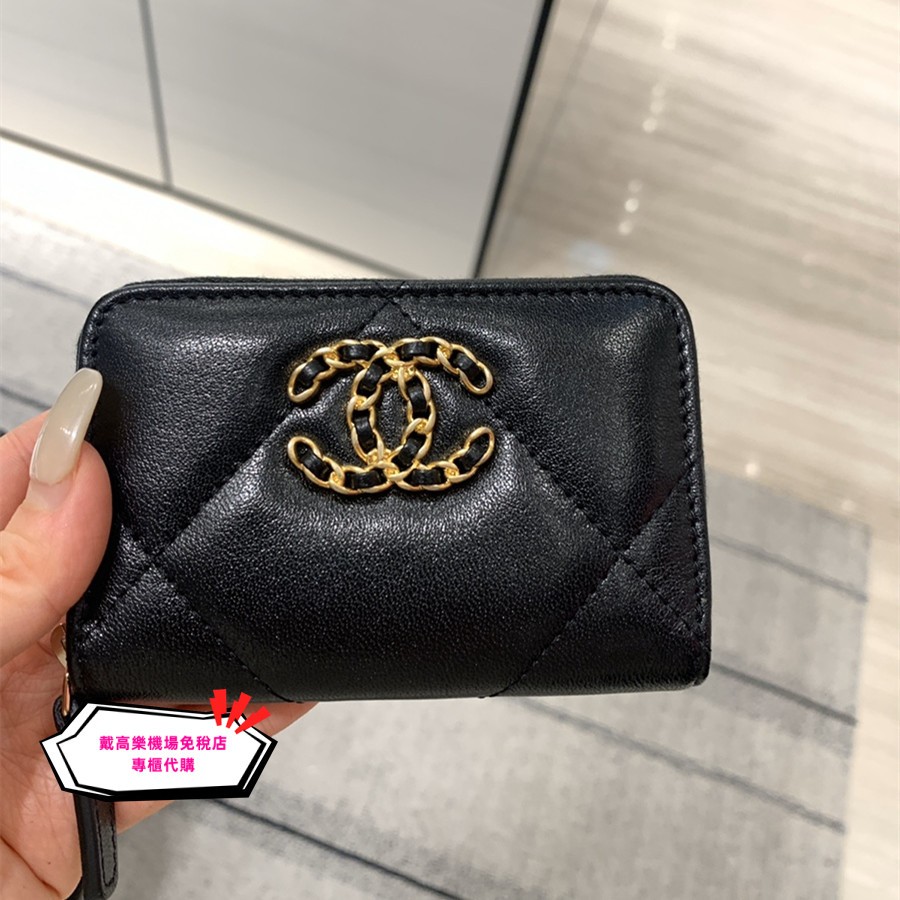 全新專櫃正品 巴黎機場免稅店 CHANEL 香奈兒零錢包 19系列 AP0949 金屬雙C LOGO 卡包 卡夾 小羊皮