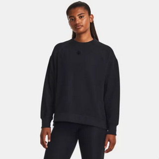 Under Armour 圓領套頭衫 UA Ottoman Fleece 長袖套頭衫 女 1379773-001 黑