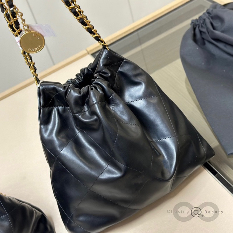 菱格鏈帶包 經典22bag 高級垃圾袋包 單肩包 抽繩鏈帶包 C