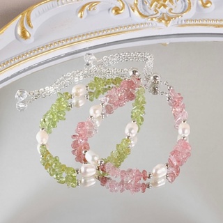橄欖石 草莓晶 珍珠 碎石 設計款 手串 手鍊 天然水晶 現貨