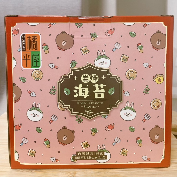橘平屋 岩燒海苔小禮盒 卡通系列 LINE FRIENDS 4.2克 6包 台灣製 聖誕節禮物