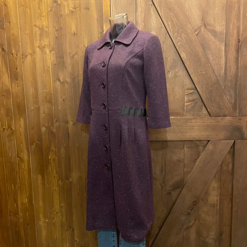 原創草堂 紫色羊毛洋裝大衣