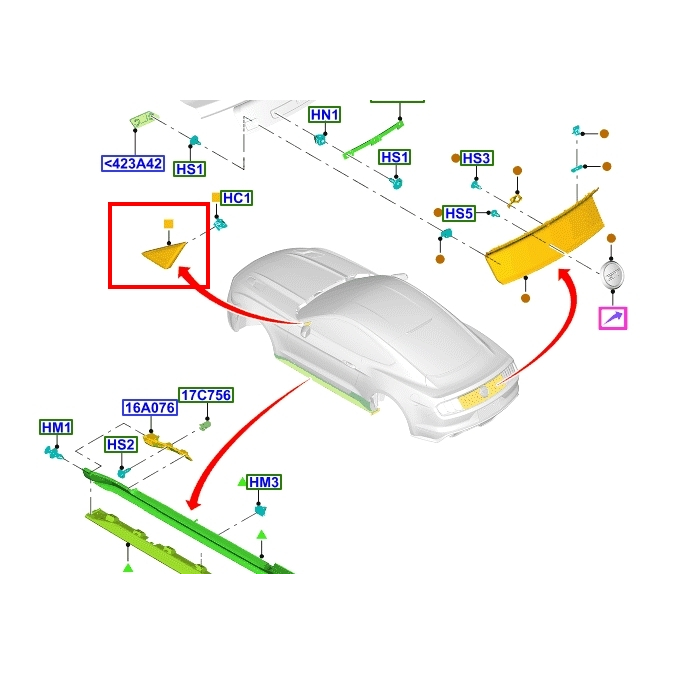 【JT福特原廠】野馬 MK7 15- 正廠 後視鏡三角板 飾蓋