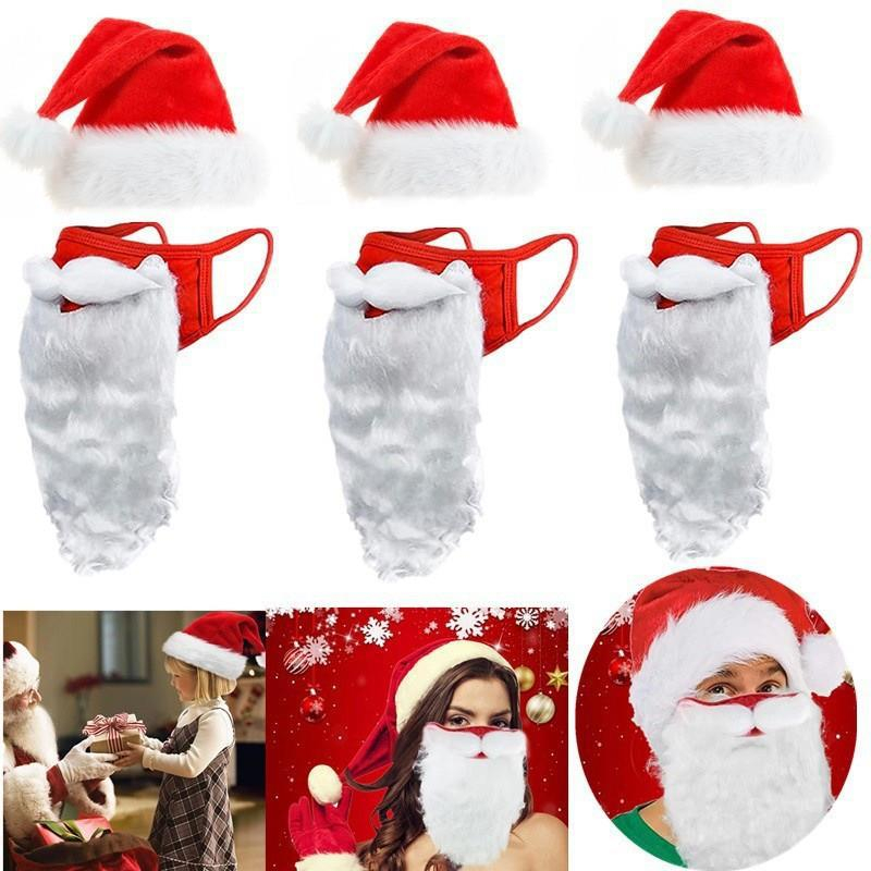 【聖誕節裝扮】聖誕老人鬍子口罩 鬍子面具 聖誕節搞怪裝扮 紅色聖誕口罩 防塵純棉面罩
