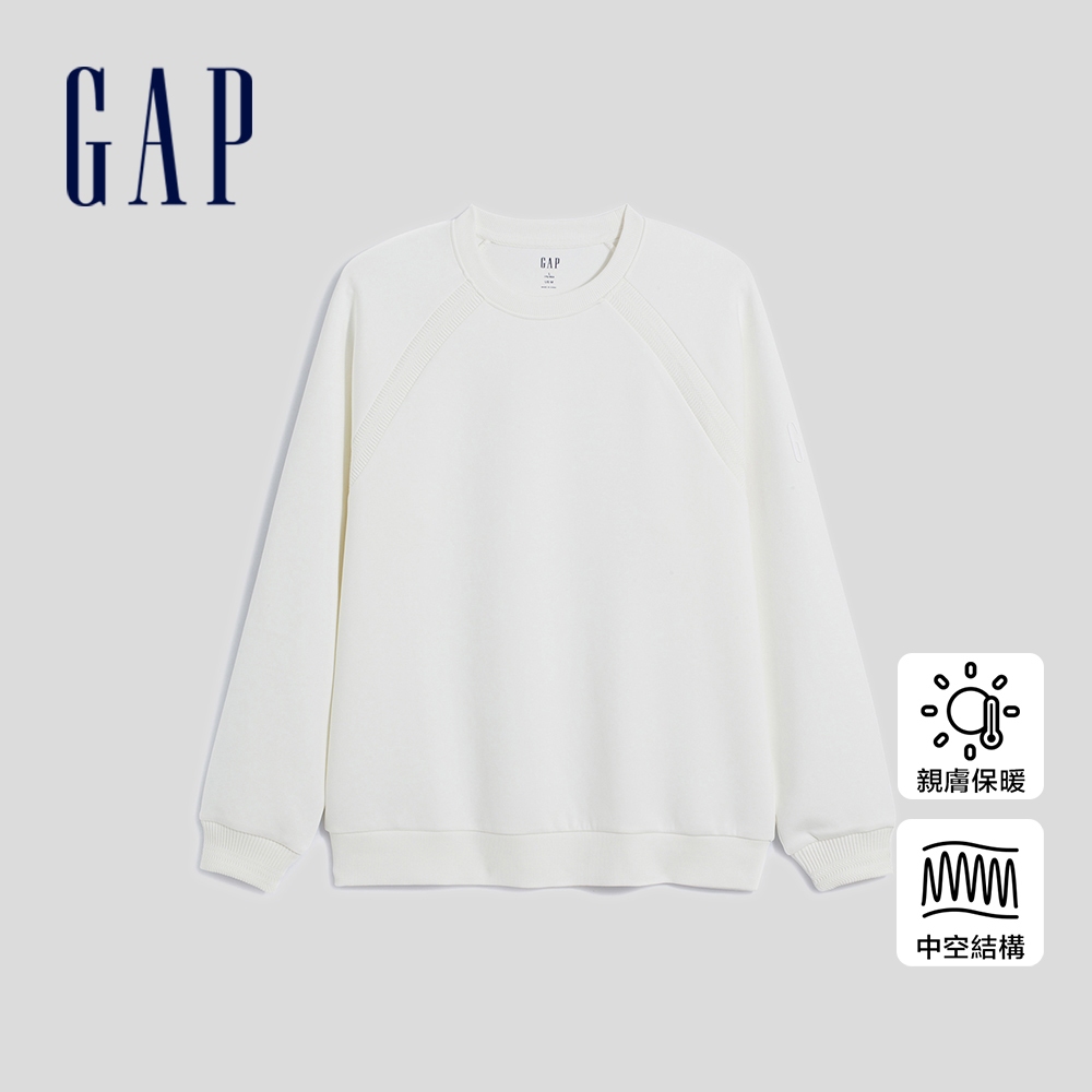 Gap 男裝 Logo圓領大學T 空氣三明治系列-白色(841306)