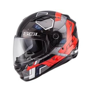 【SOL】安全帽 SF-6 機動裝甲 鐵灰紅 亮面 內鏡 雙D扣 內襯可拆 SF6 全罩 ｜ 耀瑪騎士