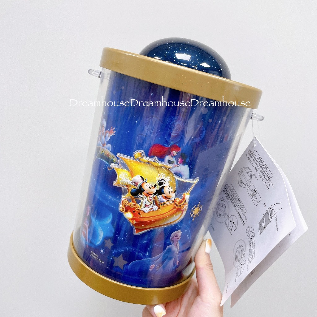 東京迪士尼 米奇 米妮 小美人魚 彼得潘 樂佩 茉莉 海之夢 夜光 發亮 旋轉 爆米花桶 擺飾 收納罐 燈飾 收納桶