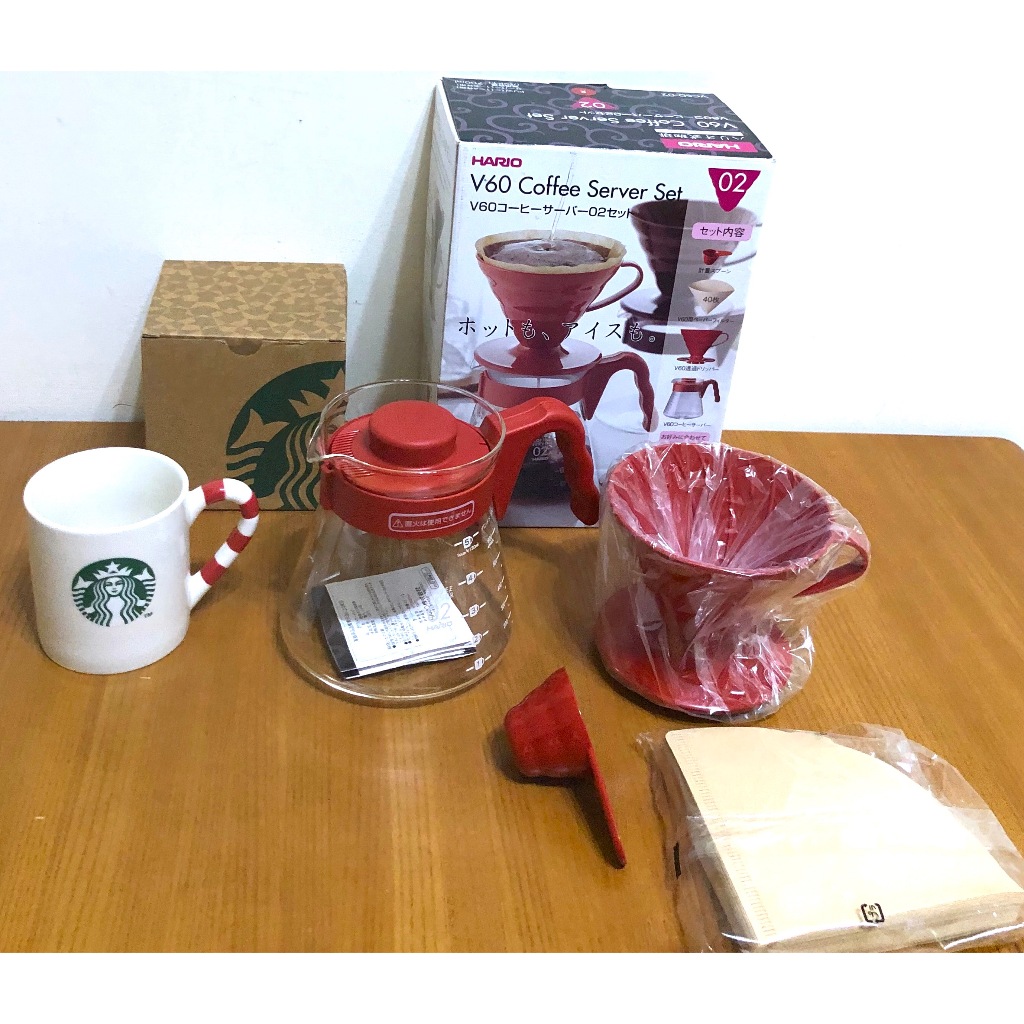 HARIO VDSP-2012 V60 手沖咖啡壼組濾杯 日本製+星巴克 STARBUCKS 聖誕節 馬克杯 237ml