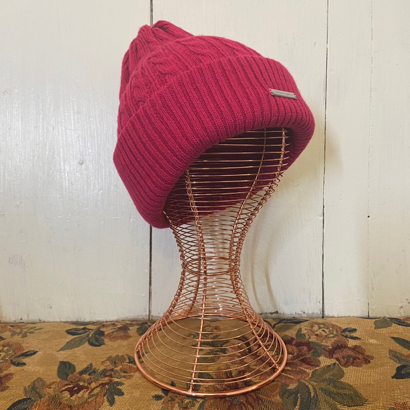 日本製 Munsingwear 桃紅色羅紋毛帽