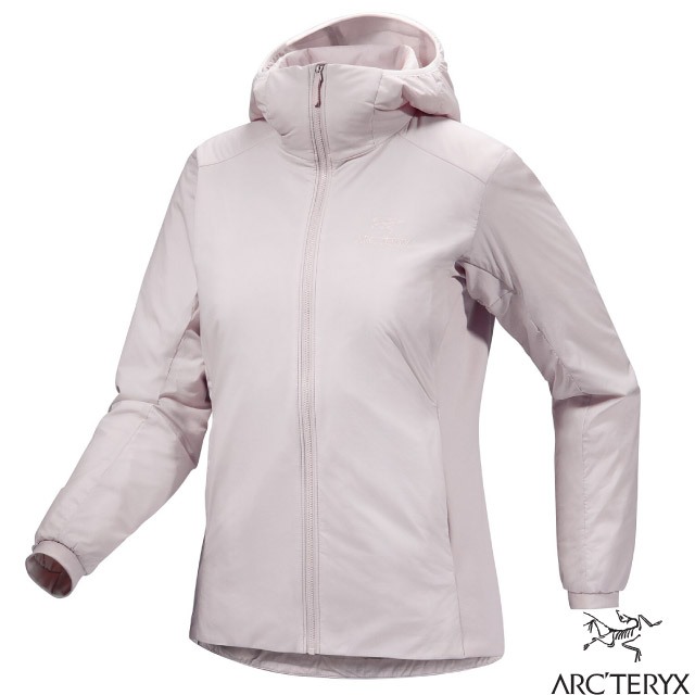 【ARCTERYX 始祖鳥】女 款防潑保暖透氣化纖連帽外套 Atom 夾克/保暖纖維填充_暖石灰_30090