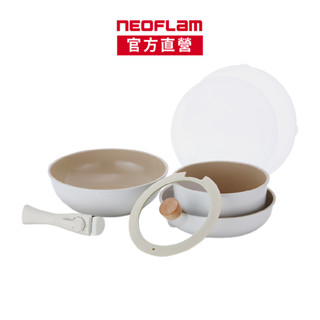 NEOFLAM Midas Plus陶瓷塗層鍋具8件組(IH爐適用/不挑爐具/可直火)-臺灣原廠公司貨