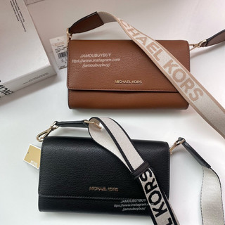 現貨🤖MICHAEL KORS MK 真皮 WOC 側背包 帆布字母背帶 寬背帶