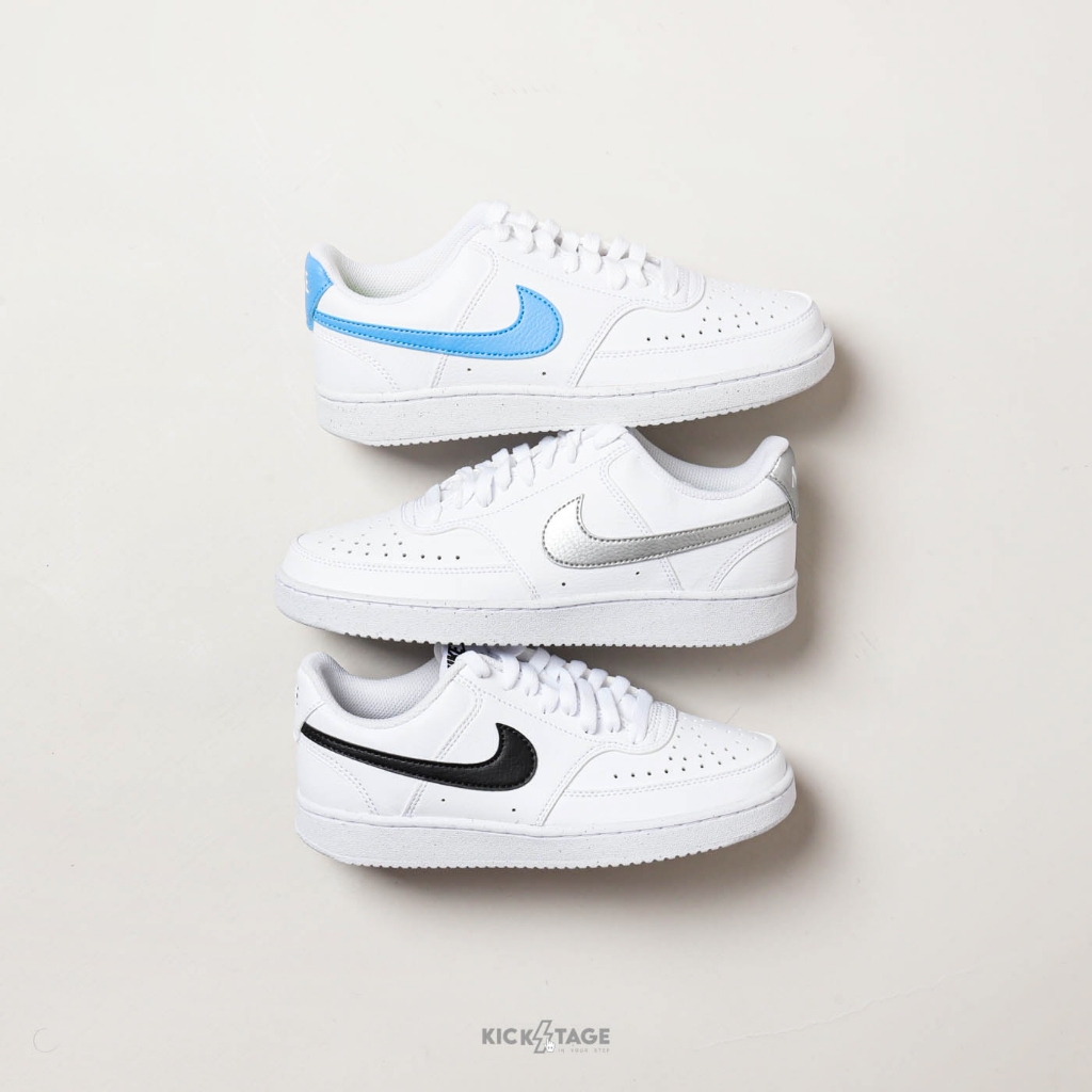 NIKE W COURT VISION LO NN 白黑 白藍 白銀 復古 皮革 環保理念 女鞋【DH3158】