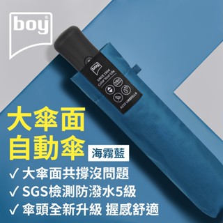 【德國boy】超潑水防風三折自動開收傘 海霧藍 大傘面 抗風 自動傘 男傘 推薦